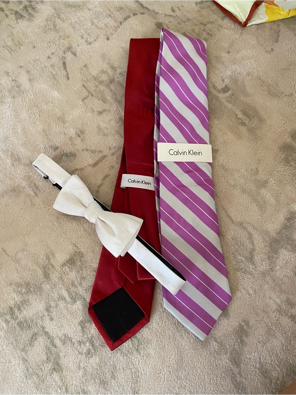 Calvin Klein Tie Bundle (2) & White Bow Tie